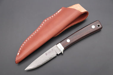 Hattori 傘 SAN Limited Edition SAN-78I Limited Cowry-X Damascus EDC Utility Hunter (Desert Ironwood Handle)