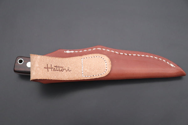 Hattori 傘 SAN Limited Edition SAN-78I Limited Cowry-X Damascus EDC Utility Hunter (Desert Ironwood Handle)