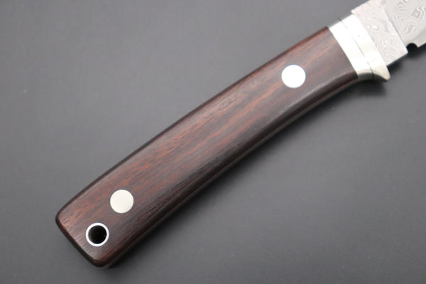 Hattori 傘 SAN Limited Edition SAN-78I Limited Cowry-X Damascus EDC Utility Hunter (Desert Ironwood Handle)