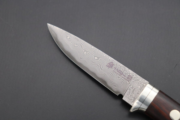 Hattori 傘 SAN Limited Edition SAN-78I Limited Cowry-X Damascus EDC Utility Hunter (Desert Ironwood Handle)