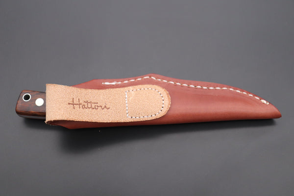 Hattori 傘 SAN Limited Edition SAN-79I Limited Cowry-X Damascus Little Hunter (Clip Point, Desert Ironwood Handle) - japaneseknifedirect.mom