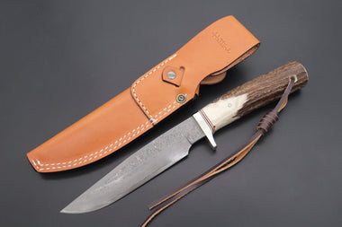 Hattori 傘 SAN Limited Edition SAN-84 Cowry-X Damascus "Wild Road Hunter (Extra Large)" - japaneseknifedirect.mom