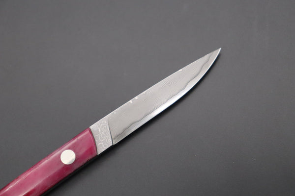 Hattori 傘 SAN Limited Edition SAN-88 Cowry-X Damascus Slim Utility “Hattori Custom Elegant Smooth Purple Bone Handle”
