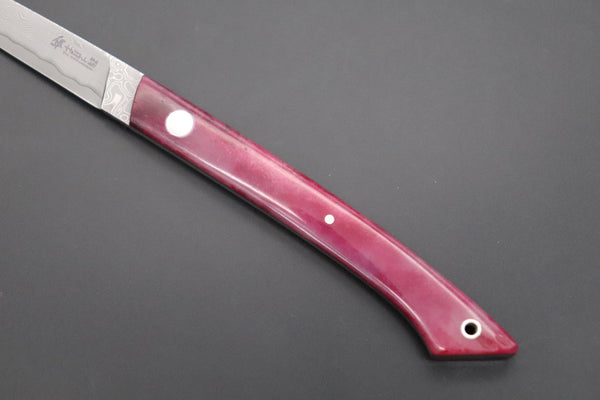 Hattori 傘 SAN Limited Edition SAN-88 Cowry-X Damascus Slim Utility “Hattori Custom Elegant Smooth Purple Bone Handle”