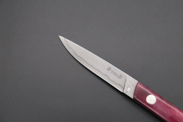Hattori 傘 SAN Limited Edition SAN-88 Cowry-X Damascus Slim Utility “Hattori Custom Elegant Smooth Purple Bone Handle”