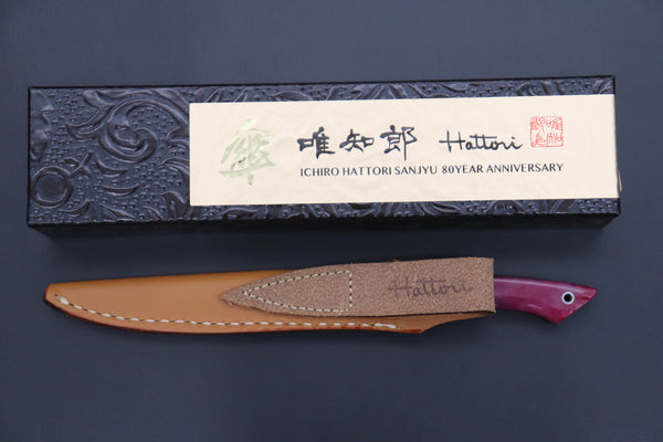 Hattori 傘 SAN Limited Edition SAN-88 Cowry-X Damascus Slim Utility “Hattori Custom Elegant Smooth Purple Bone Handle”