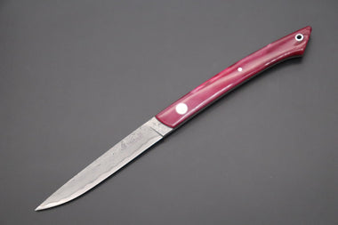 Hattori 傘 SAN Limited Edition SAN-89 Cowry-X Damascus Slim Utility “Hattori Custom Elegant Smooth Purple Bone Handle”