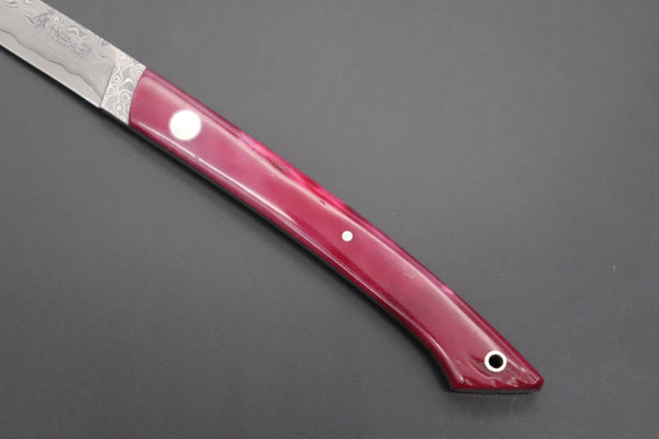 Hattori 傘 SAN Limited Edition SAN-89 Cowry-X Damascus Slim Utility “Hattori Custom Elegant Smooth Purple Bone Handle”