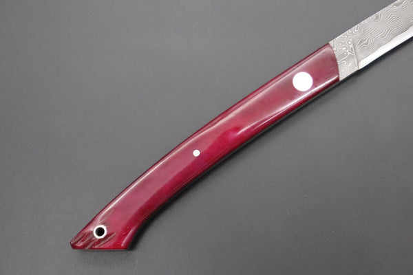 Hattori 傘 SAN Limited Edition SAN-89 Cowry-X Damascus Slim Utility “Hattori Custom Elegant Smooth Purple Bone Handle”