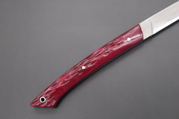 Hattori 傘 SAN Limited Edition SAN-90 Cowry-X Damascus Slim Utility “Hattori Custom Jigged Bone Handle”