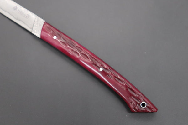 Hattori 傘 SAN Limited Edition SAN-90 Cowry-X Damascus Slim Utility “Hattori Custom Jigged Bone Handle”