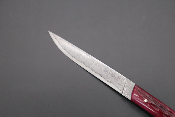 Hattori 傘 SAN Limited Edition SAN-90 Cowry-X Damascus Slim Utility “Hattori Custom Jigged Bone Handle”