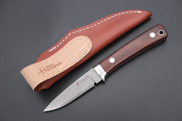 Hattori 傘 SAN Limited Edition SAN-93 Limited Cowry-X Damascus EDC Utility Hunter (Cocobolo Wood Handle)