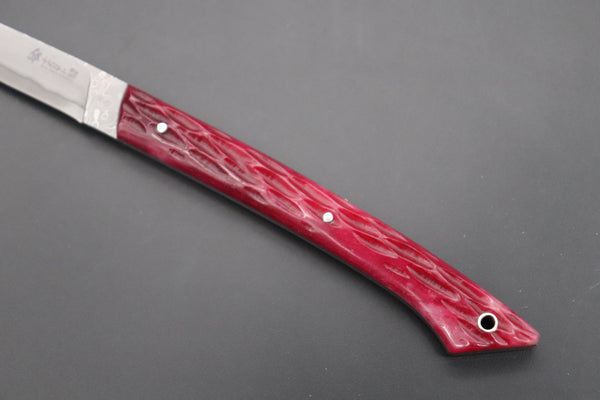 Hattori 傘 SAN Limited Edition SAN-95 Cowry-X Damascus Slim Utility “Hattori Custom Purple Jigged Bone Handle”