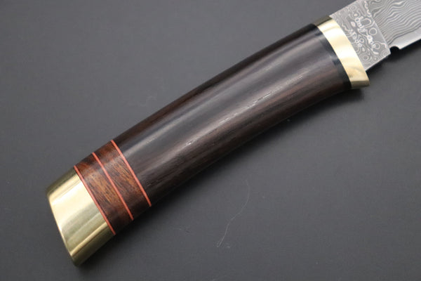 Hattori 傘 SAN Limited Hattori Natures Edition SAN-140 Cowry-X Damascus Special Utility Hunter "Custom Combination Handle African Ebonywood Handle with Desert Ironwood" - japaneseknifedirect.mom