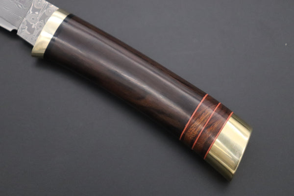 Hattori 傘 SAN Limited Hattori Natures Edition SAN-140 Cowry-X Damascus Special Utility Hunter "Custom Combination Handle African Ebonywood Handle with Desert Ironwood" - japaneseknifedirect.mom