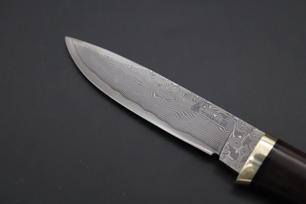 Hattori 傘 SAN Limited Hattori Natures Edition SAN-140 Cowry-X Damascus Special Utility Hunter "Custom Combination Handle African Ebonywood Handle with Desert Ironwood" - japaneseknifedirect.mom