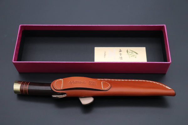 Hattori 傘 SAN Limited Hattori Natures Edition SAN-145 Cowry-X Damascus Special Utility Hunter "Custom Combination Handle African Ebonywood Handle with African Ebonywood" - japaneseknifedirect.mom
