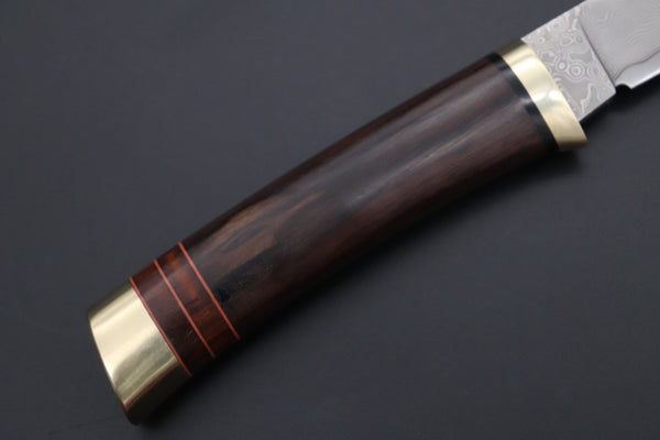 Hattori 傘 SAN Limited Hattori Natures Edition SAN-145 Cowry-X Damascus Special Utility Hunter "Custom Combination Handle African Ebonywood Handle with African Ebonywood" - japaneseknifedirect.mom