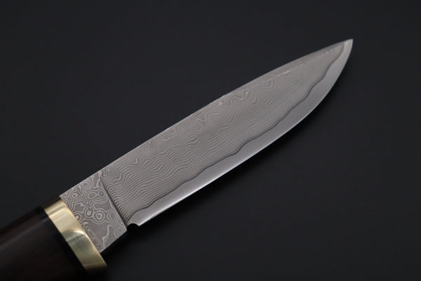 Hattori 傘 SAN Limited Hattori Natures Edition SAN-145 Cowry-X Damascus Special Utility Hunter "Custom Combination Handle African Ebonywood Handle with African Ebonywood" - japaneseknifedirect.mom