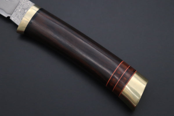 Hattori 傘 SAN Limited Hattori Natures Edition SAN-145 Cowry-X Damascus Special Utility Hunter "Custom Combination Handle African Ebonywood Handle with African Ebonywood" - japaneseknifedirect.mom