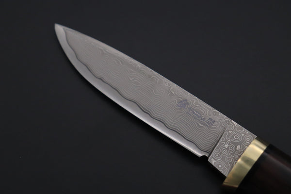 Hattori 傘 SAN Limited Hattori Natures Edition SAN-145 Cowry-X Damascus Special Utility Hunter "Custom Combination Handle African Ebonywood Handle with African Ebonywood" - japaneseknifedirect.mom