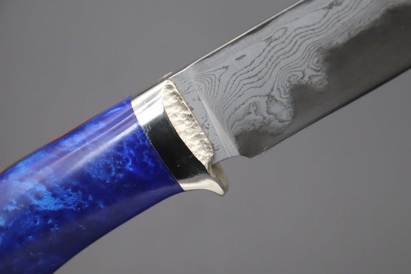 Hiroshi Saito SH-10 Elegant-Blue Damascus Hunter (Blue Steel No.2 Damascus Carbon Steel)