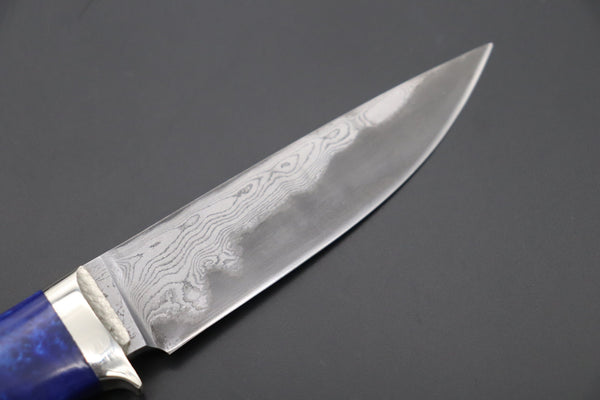 Hiroshi Saito SH-10 Elegant-Blue Damascus Hunter (Blue Steel No.2 Damascus Carbon Steel)