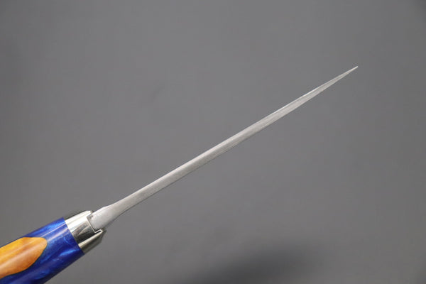 Hiroshi Saito SH-10 Elegant-Blue Damascus Hunter (Blue Steel No.2 Damascus Carbon Steel)