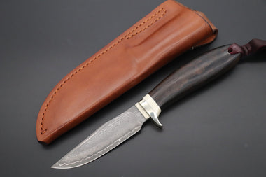Hiroshi Saito SH-4 Black & White Elegant Damascus Hunter