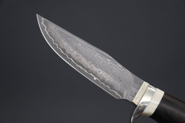 Hiroshi Saito SH-4 Black & White Elegant Damascus Hunter