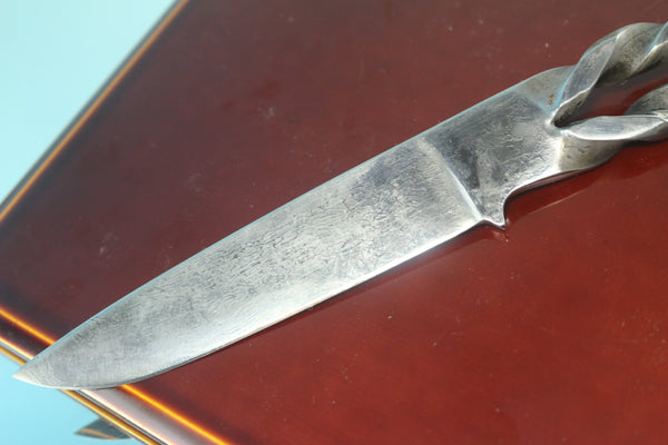 IKUMI OKANO IO-200 Cable (Wire) Damascus Utility Knife, Unique Twisted Handle