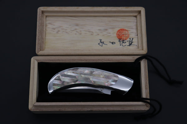 Ikuo Nagata Custom Folding Knife  – IN-100 “Black & Silver”