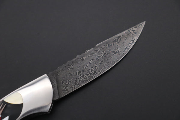 Ikuo Nagata Custom Folding Knife - IN-110 Red-Crowned Crane Raden Art