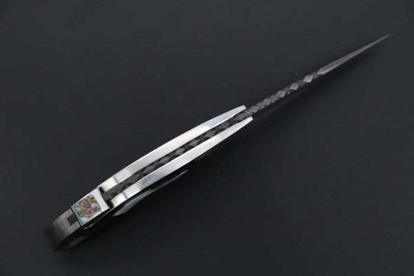 Ikuo Nagata Custom Folding Knife - IN-110 Red-Crowned Crane Raden Art