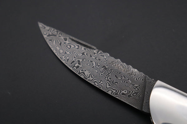 Ikuo Nagata Custom Folding Knife - IN-110 Red-Crowned Crane Raden Art