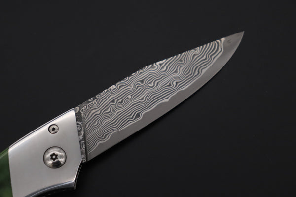 Ikuo Nagata Custom Folding Knife  – IN-120 “Abalone Eye in Green Forest”