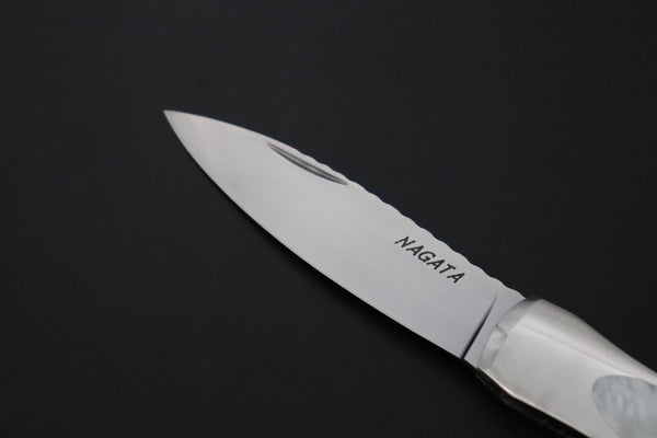 Ikuo Nagata Custom Folding Knife  – IN-145 "STILETTO" “Abalone Eye in the Universe”