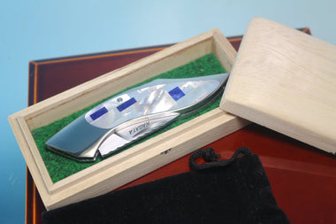 Ikuo Nagata IN-10 RWL-34 Back-Lock Folder, Mosaic MOP + Lapis Lazuli inlaid Handle - japaneseknifedirect.mom