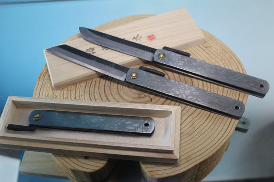Ittoryu HG-50 Traditional Higonokami Folding Knife　肥後守、日立青紙本割込、槌目 - japaneseknifedirect.mom