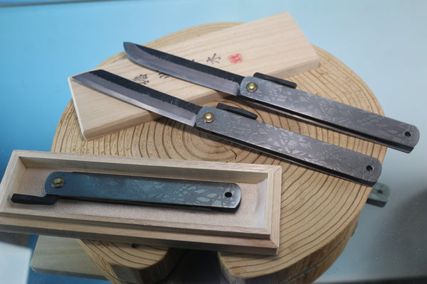 Ittoryu HG-50 Traditional Higonokami Folding Knife　肥後守、日立青紙本割込、槌目 - japaneseknifedirect.mom