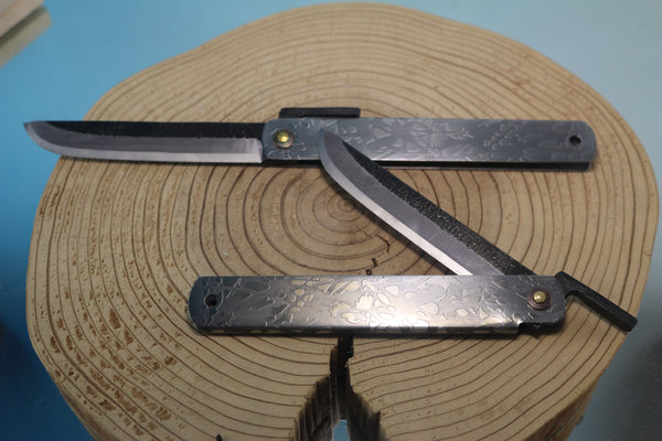 Ittoryu HG-50 Traditional Higonokami Folding Knife　肥後守、日立青紙本割込、槌目 - japaneseknifedirect.mom