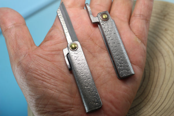 Ittoryu IM-120 Traditional Higonokami Folding Knife　肥後守、日立青紙本割込、槌目 - japaneseknifedirect.mom