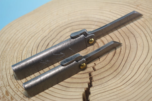 Ittoryu IM-120 Traditional Higonokami Folding Knife　肥後守、日立青紙本割込、槌目 - japaneseknifedirect.mom