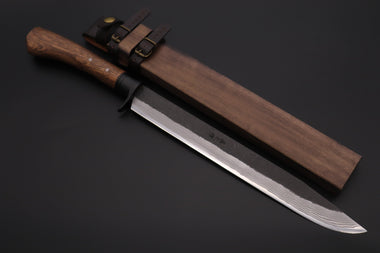 MASANO MA-7  Black Damascus Katana Hunter  | Blue Steel No.2 Damascus - japaneseknifedirect.mom