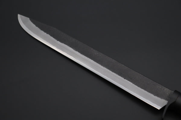 MASANO MA-7  Black Damascus Katana Hunter  | Blue Steel No.2 Damascus - japaneseknifedirect.mom