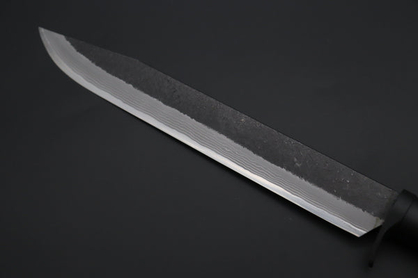 MASANO MA-8  Black Damascus Katana Hunter II  | Blue Steel No.2 Damascus - japaneseknifedirect.mom