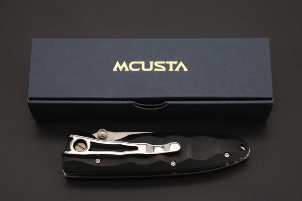 Mcusta Classic Wave Series MC-12D VG-10 Damascus blade with Black Linen Micarta handle