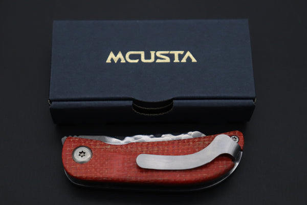 Mcusta New MC-21D Petit Series Mini Folders, VG-10 Damascus Blade, Jute Micarta Handles - japaneseknifedirect.mom