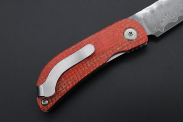 Mcusta New MC-21D Petit Series Mini Folders, VG-10 Damascus Blade, Jute Micarta Handles - japaneseknifedirect.mom